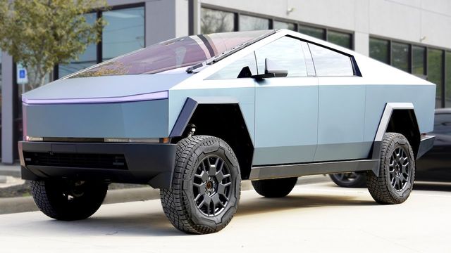 Video thumbnail: This Matte Blue Vinyl Wrap should be a Factory Color for the Cybertruck!